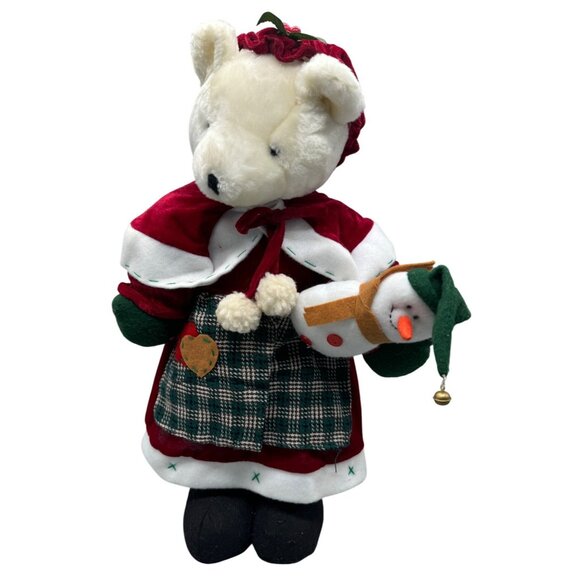 Vintage Great Gifts Christmas Teddy Bear In Red Velvet Outfit READ - Picture 1 of 8